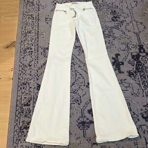 White flare, J brand gold zipper